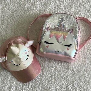 Capelli Unicorn hat and hobby lobby backpack Set - Pink and White one size